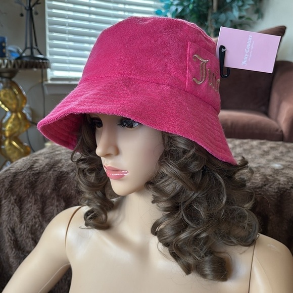 Brand New Juicy Couture Pink Bucket Hat Terrycloth w/ Gold Tone Embroidered Logo main image 13